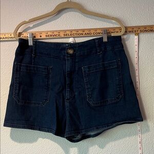 Anthropologie dark denim high-rise shorts. Size 34 style: Maeve.